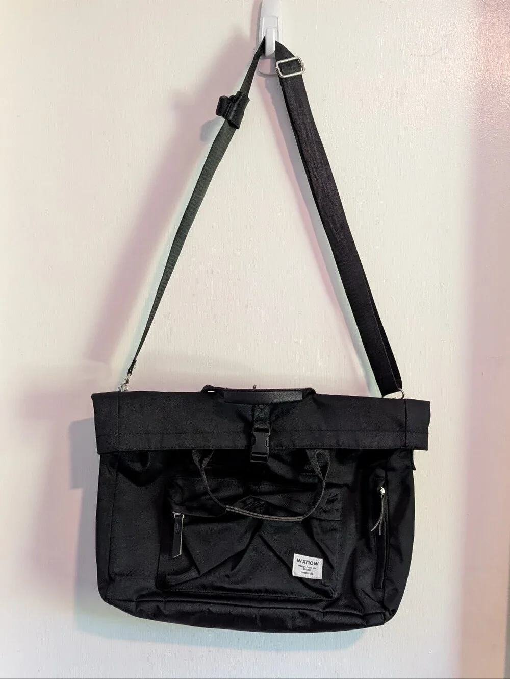 Untility Canvas Black Convertible Leather Backpack/Shoulder Bag